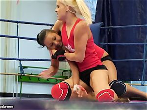 Brandy smile wrestle with a hotty stunner inside the ring